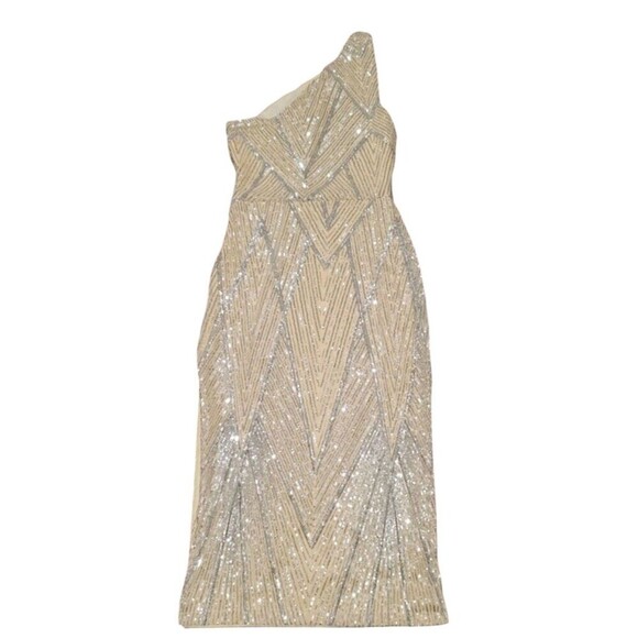 Women's One-Shoulder Sparkling Sequin Party Dress For Holiday Party Clothes Maxi - Picture 3 of 9